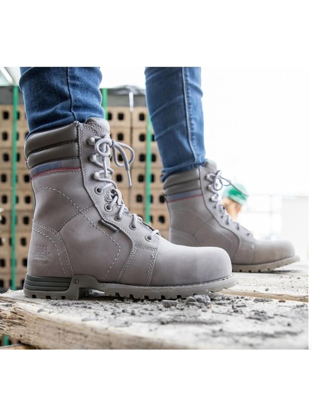 Caterpillar Women's Echo Waterproof Steel Toe Work Boot In Grey Size 7 P90567
